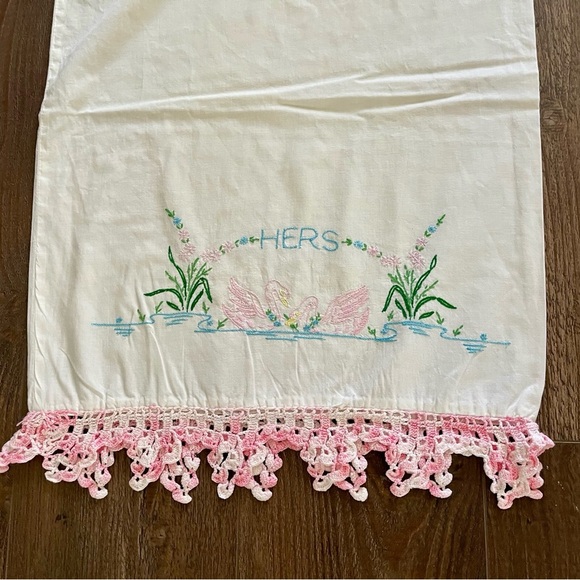 Embroidered White Pillow with Pink Accents 20/25 inches - Picture 7 of 10